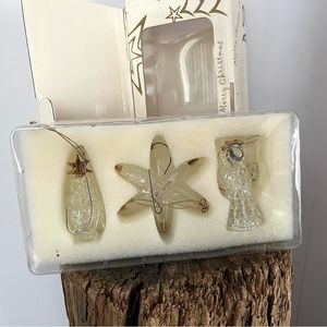 Vintage Avon spun glass 3 pc Christmas ornaments